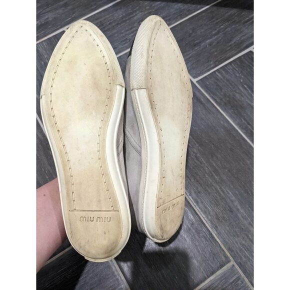 Miu Miu | Metallic Cap-Toe Skate Sneaker in Grey Suede - Picture 6 of 8